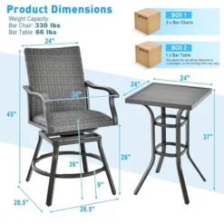 Costway 3PCS Patio Rattan Bar Table Stools Set Aluminum 360° Swivel Chairs With Padded Seat 11 Costway 3PCS Patio Rattan Bar Table Stools Set Aluminum 360° Swivel Chairs With Padded Seat -Crosley Sales Store GUEST 172d8175 3c94 4a10 88a3 1629b921ad58