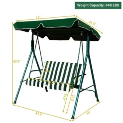 Costway Loveseat Patio Canopy Swing Glider Hammock Cushioned Steel Frame Outdoor Green -Crosley Sales Store GUEST 177a2d84 ba7e 4a68 adfa 079f45a8b7da