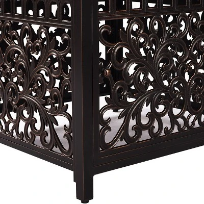 5pc Outdoor Dining Set With 42" Aluminum Square Damask Design Fire Table & Deep Seating Swivel Rocking Chairs - Oakland Living 7 5pc Outdoor Dining Set With 42" Aluminum Square Damask Design Fire Table & Deep Seating Swivel Rocking Chairs - Oakland Living - Image 7