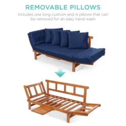 Best Choice Products Outdoor Convertible Acacia Wood Futon Sofa W/ Pullout Tray, 4 Pillows, All-Weather Cushion - Navy 9 Best Choice Products Outdoor Convertible Acacia Wood Futon Sofa W/ Pullout Tray, 4 Pillows, All-Weather Cushion - Navy -Crosley Sales Store GUEST 18f61630 3ec5 4c62 b99c 35412d443c89