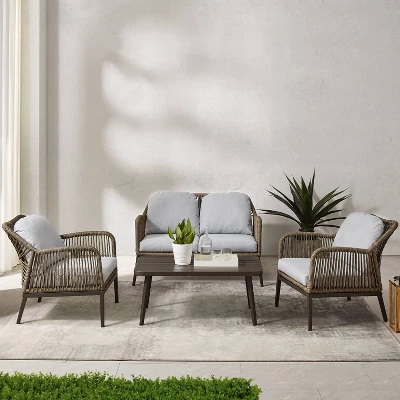 Haven 4pc Outdoor Wicker Conversation Set - Light Gray - Crosley 6 Haven 4pc Outdoor Wicker Conversation Set - Light Gray - Crosley - Image 6