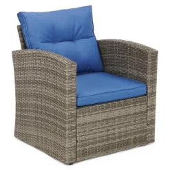 5pc Wicker Outdoor Conversation Set Blue/Brown - EDYO LIVING -Crosley Sales Store GUEST 19ead950 1121 4a63 b420 0fa4d258e400