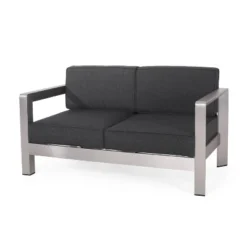 Aviara 2pc Aluminum Patio Loveseat & Coffee Table Set - Gray - Christopher Knight Home -Crosley Sales Store GUEST 1ae713d1 a1c4 4138 afd7 5d0d2832aac7