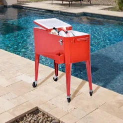 Costway Red Outdoor Patio 80 Quart Cooler Cart Ice Beer Beverage Chest Party Portable -Crosley Sales Store GUEST 1b11d75e 36f9 4586 9ada 77425879daf2