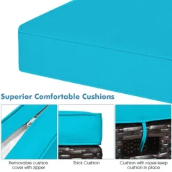 Costway 2PCS Patio Rattan Ottoman Cushioned Seat W/ Foot Rest Turquoise -Crosley Sales Store GUEST 1b6833a6 ce0a 4a83 ab09 5ce238ef5d6b