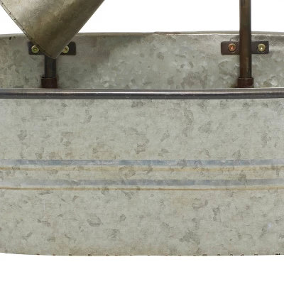 34" Metal Farmhouse Fountain Gray - Olivia & May 4 34" Metal Farmhouse Fountain Gray - Olivia & May - Image 4