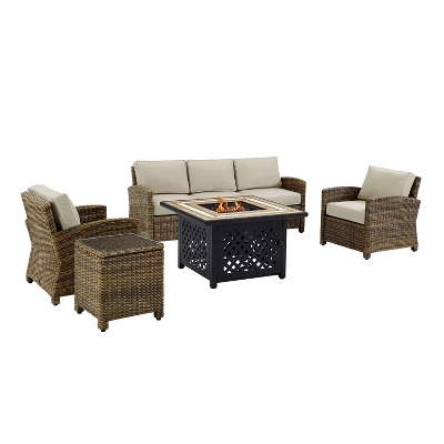 Bradenton 5pc Outdoor Wicker Conversation Set With Fire Table - Crosley 7 Bradenton 5pc Outdoor Wicker Conversation Set With Fire Table - Crosley - Image 7