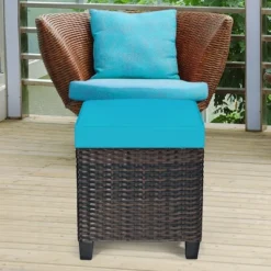 Costway 2PCS Patio Rattan Ottoman Cushioned Seat W/ Foot Rest Turquoise -Crosley Sales Store GUEST 1d85fa1b e6b6 4530 868c 8700272c3750