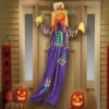 Collections Etc Color-Changing LED Lighted Pumpkin Scarecrow Decoration 40 X 4 X 80