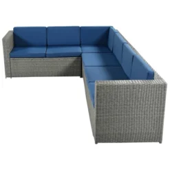 9pc Wicker Patio Conversation Set With Cushions - Blue - GODEER -Crosley Sales Store GUEST 1eae53a0 ee51 4059 8f4c 14a37862beef