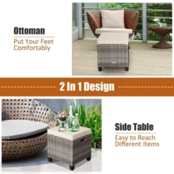 Costway 2PCS Patio Rattan Cushioned Ottoman Seat Foot Rest Table 16 Costway 2PCS Patio Rattan Cushioned Ottoman Seat Foot Rest Table -Crosley Sales Store GUEST 1ebff116 006c 4370 8734 34b17b859c9d