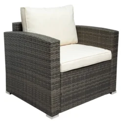 7pc Wicker Patio Seating Set With Cushions & Storage Box - Gray/Beige - GODEER -Crosley Sales Store GUEST 1f78c873 a9f3 410d 8cb9 3942e5747459