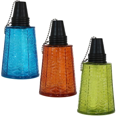 Sunnydaze Decor Sunnydaze Outdoor Refillable Glass Tabletop Torches With Long-Lasting Fiberglass Wicks - Blue, Orange, And Green - 3pc 4 Sunnydaze Decor Sunnydaze Outdoor Refillable Glass Tabletop Torches With Long-Lasting Fiberglass Wicks - Blue, Orange, And Green - 3pc - Image 4