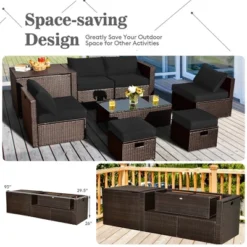 Costway 8PCS Patio Rattan Furniture Set Space-Saving Storage Cushion BlackTurquoiseNavy Cover -Crosley Sales Store GUEST 2030de4e 3688 4a21 966d c9d5a2e83eb9