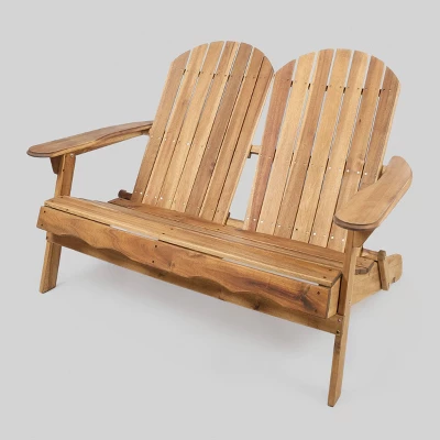 Malibu Acacia Wood Patio Adirondack Loveseat - Christopher Knight Home 4 Malibu Acacia Wood Patio Adirondack Loveseat - Christopher Knight Home - Image 4