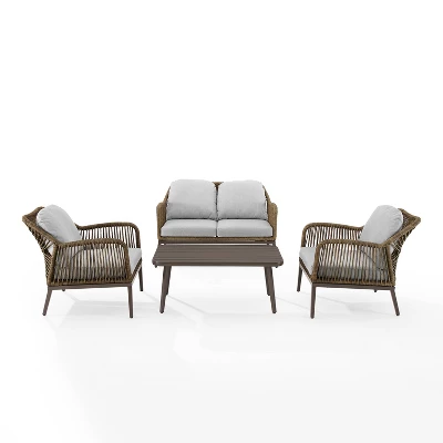 Haven 4pc Outdoor Wicker Conversation Set - Light Gray - Crosley 2 Haven 4pc Outdoor Wicker Conversation Set - Light Gray - Crosley - Image 2