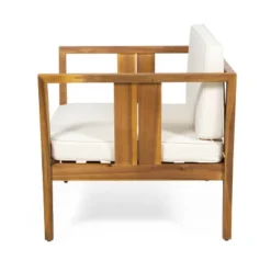 Nicholson Outdoor 4 Seater Acacia Wood Chat Set - Teak/Beige - Christopher Knight Home -Crosley Sales Store GUEST 212a4307 af0f 4088 a975 74b832132b68