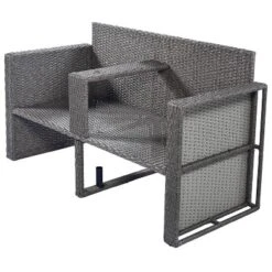 2pc Outdoor Wicker Conversation Sectional Set With Cushions & Half-Moon Side Table For Umbrella - Gray - GODEER -Crosley Sales Store GUEST 21b142d1 fa84 40c7 87e9 f8c7023e91a8