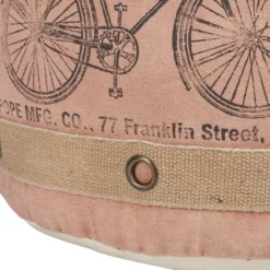 Cotton Pouf Featuring A Screenprinted Bicycle Illustration With Script - Olivia & May -Crosley Sales Store GUEST 21f404a4 d24d 4756 888b 4c97dd2e6f4f