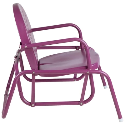 Northlight Outdoor Retro Metal Tulip Glider Patio Chair, Purple 3 Northlight Outdoor Retro Metal Tulip Glider Patio Chair, Purple - Image 3