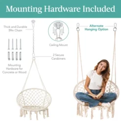Best Choice Products Handwoven Cotton Macramé Hammock Hanging Chair Swing For Indoor & Outdoor Use W/ Backrest 12 Best Choice Products Handwoven Cotton Macramé Hammock Hanging Chair Swing For Indoor & Outdoor Use W/ Backrest -Crosley Sales Store GUEST 2260ca4b 8846 4620 bc82 c04416029672
