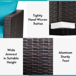 Costway 4PCS Patio Rattan Corner Sofa With Blue Cushion -Crosley Sales Store GUEST 22a88999 d79b 4710 8208 6191cf4e3f1f