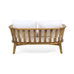 Solano Outdoor Wooden Loveseat With Cushions - White/Teak - Christopher Knight Home -Crosley Sales Store GUEST 22bb9543 e13e 42ee 89a3 90f137f0f8a6 1