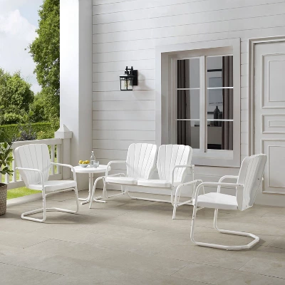 Ridgeland 4pc Outdoor Metal Conversation Set - White - Crosley 1 Ridgeland 4pc Outdoor Metal Conversation Set - White - Crosley