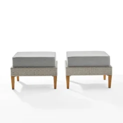 Capella 2pk Outdoor Wicker Ottomans - Gray - Crosley -Crosley Sales Store GUEST 26231ede e005 489b b944 97f083703ebf
