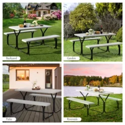 Costway Picnic Table Bench Set Outdoor Backyard Patio Garden Party Dining All Weather White 12 Costway Picnic Table Bench Set Outdoor Backyard Patio Garden Party Dining All Weather White -Crosley Sales Store GUEST 274db071 5d39 47ce 9958 6111f6e9c302