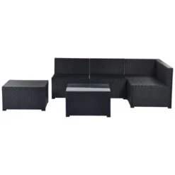 6pc Wicker Patio Conversation Set With Cushions - Black/Gray - GODEER 29 6pc Wicker Patio Conversation Set With Cushions - Black/Gray - GODEER -Crosley Sales Store GUEST 27fb0d78 c5e5 46f5 9d69 e5f2c74b610e