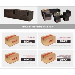 Costway 8PCS Patio Rattan Furniture Set Space-Saving Storage Cushion BlackTurquoiseNavy Cover -Crosley Sales Store GUEST 28c78120 7c15 4807 baf4 7da46573ce7a