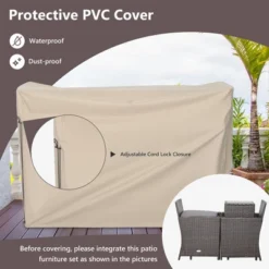 Costway 5PCS Patio Rattan Furniture Set Ottoman Cushioned W/Cover Space Saving Off White/Gray/Red/Turquoise 17 Costway 5PCS Patio Rattan Furniture Set Ottoman Cushioned W/Cover Space Saving Off White/Gray/Red/Turquoise -Crosley Sales Store GUEST 2a45c540 5a36 4133 8f92 f90b55dd0cad