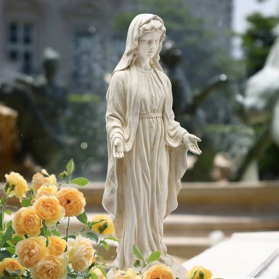 LuxenHome 30.5" H Virgin Mary Indoor Outdoor Statue Garden Statues, Gray Or Ivory 5 LuxenHome 30.5" H Virgin Mary Indoor Outdoor Statue Garden Statues, Gray Or Ivory - Image 5