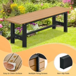Costway 2PCS Outdoor HDPE Bench With Metal Frame 47'' X 14'' X 16'' For Yard Garden Brown/Black/Gray 15 Costway 2PCS Outdoor HDPE Bench With Metal Frame 47'' X 14'' X 16'' For Yard Garden Brown/Black/Gray -Crosley Sales Store GUEST 2c1d17cd dac9 4880 80a3 a29cb0183a1e