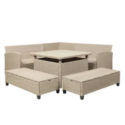 6pc Wicker Patio Set With Benches - Brown/Gray - GODEER 22 6pc Wicker Patio Set With Benches - Brown/Gray - GODEER -Crosley Sales Store GUEST 2c4b809a 03d5 4126 91ff abcbffd6e07d