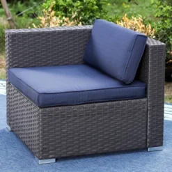 9pc All-Weather Patio Wicker Conversation Set With Cushions - Navy - Captiva Designs -Crosley Sales Store GUEST 2c8fd2e6 2a9a 44a7 96f3 11483488fb77