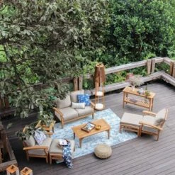 Cambridge Casual Caterina Teak Outdoor Patio Ottoman With Cushion -Crosley Sales Store GUEST 2cbe96b4 2b9e 4a0a 95e8 346ffb463608