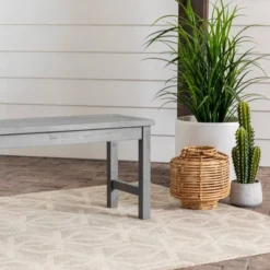 Ravenscroft Modern Boho Acacia Wood Slat Top Outdoor Dining Bench - Gray Wash - Saracina Home -Crosley Sales Store GUEST 2dd133d4 c68e 4083 9552 2ac421e62e53