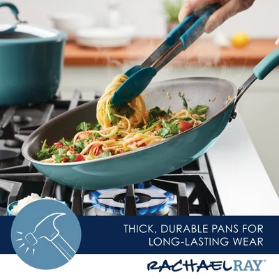 Rachael Ray Cook + Create Aluminum Nonstick Frying Pan 12.5" Agave Blue 9 Rachael Ray Cook + Create Aluminum Nonstick Frying Pan 12.5" Agave Blue - Image 9