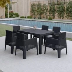 Lucca 7pc Dining Set With Cushions - Black/Gray - DUKAP -Crosley Sales Store GUEST 2f044232 5be8 41cc ad55 9dd6afee5a8c