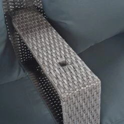 2pc Outdoor Wicker Conversation Sectional Set With Cushions & Half-Moon Side Table For Umbrella - Gray - GODEER -Crosley Sales Store GUEST 2fc98bd2 49f4 4d21 8063 0521597b4364