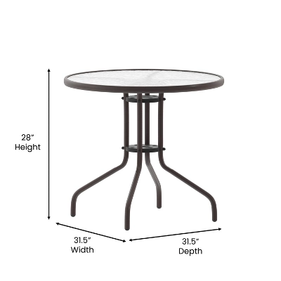Emma And Oliver 31.5'' Round Glass Top Metal Table With 4 Aluminum Slat Stack Chairs 9 Emma And Oliver 31.5'' Round Glass Top Metal Table With 4 Aluminum Slat Stack Chairs - Image 9