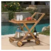 Riviera Acacia Wood Patio Bar Cart With Tray - Natural - Christopher Knight Home