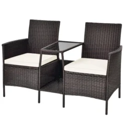 Tangkula Patio Loveseat 2 Person Cushioned Seats With Center Table Outdoor Rattan Furniture Set Turquoise/ Red 19 Tangkula Patio Loveseat 2 Person Cushioned Seats With Center Table Outdoor Rattan Furniture Set Turquoise/ Red -Crosley Sales Store GUEST 307176b6 9b16 4667 a45b feb0d73560b5