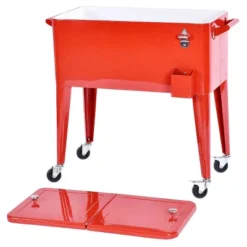 Costway Red Outdoor Patio 80 Quart Cooler Cart Ice Beer Beverage Chest Party Portable -Crosley Sales Store GUEST 30768bd5 6246 4699 aff5 c574bcb4df7c