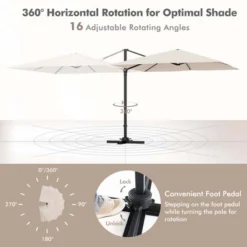 Costway Patio 9.5FT Square Cantilever Offset Hanging Umbrella 2-Tier 360° Outdoor Beige/ Coffee/Navy -Crosley Sales Store GUEST 30ac27c2 c33f 41b5 9484 f2c492735b55