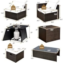 Tangkula 9PCS Outdoor Patio Furniture Set With 30" Propane Fire Pit Table PE Wicker Space-Saving Sectional Sofa Set W/ Storage Box & Cushions 22 Tangkula 9PCS Outdoor Patio Furniture Set With 30" Propane Fire Pit Table PE Wicker Space-Saving Sectional Sofa Set W/ Storage Box & Cushions -Crosley Sales Store GUEST 31013370 fe75 43d1 a683 999056ce4c9a