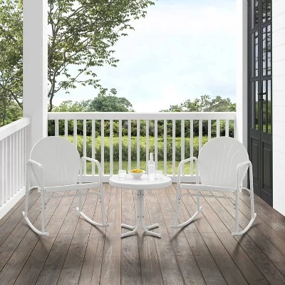 Griffith 3pc Outdoor Rocking Chair Set - White - Crosley 4 Griffith 3pc Outdoor Rocking Chair Set - White - Crosley - Image 4