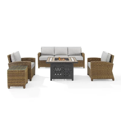 Bradenton 5pc Outdoor Wicker Conversation Set With Fire Table - Crosley 5 Bradenton 5pc Outdoor Wicker Conversation Set With Fire Table - Crosley - Image 5